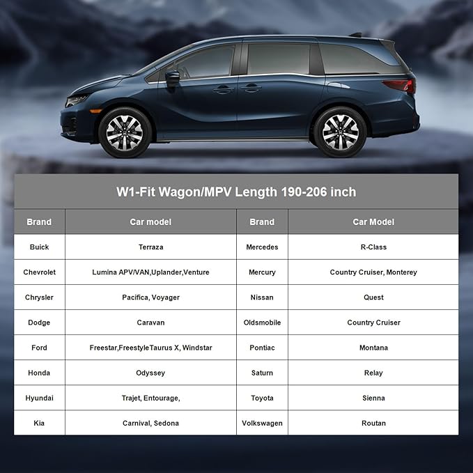 Hail Protector Car Cover for Minivan(Length:200-206inch) + Gift Windshield Sunshade, Multi-Layered EVA Hail Proof Car Cover, Padded Car Hail Protector Blanket for Odyssey Sienna Caravan Pacifica etc.