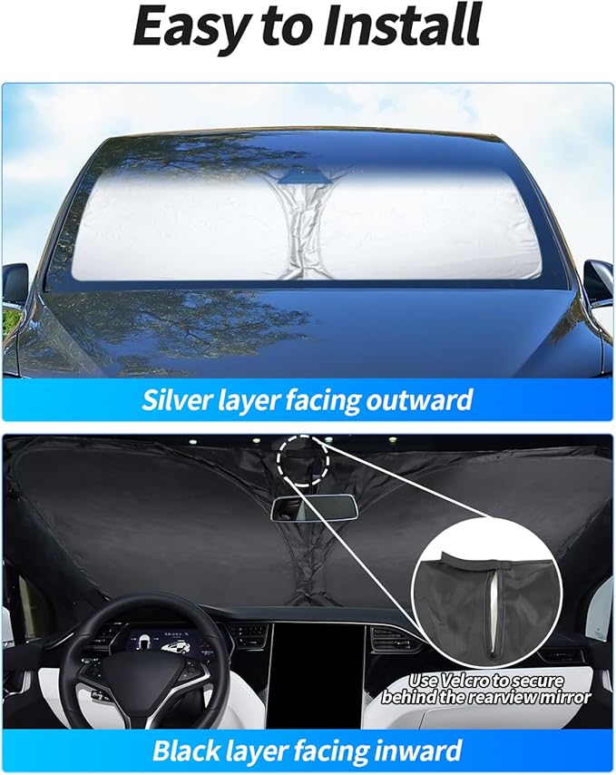 Roof Sunshade, Windshield Sunshade,Rear Windshield Sunshades,Glass Sunroof Shade UV Sun Blocking Heat Shade Comptatible with Tesla Model X 2015-2025
