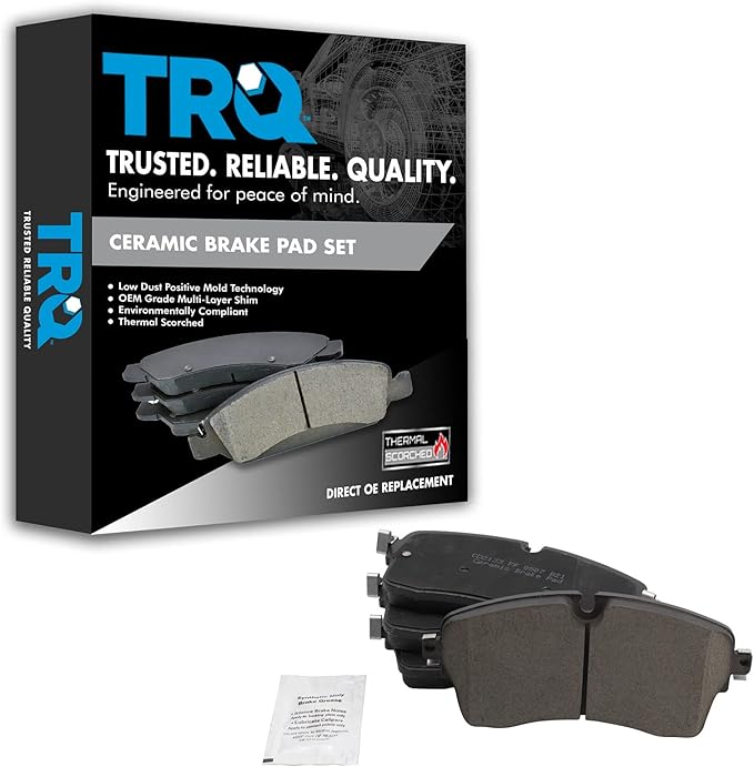 TRQ Front Brake Pads Ceramic Compatible with 2018-2019 Jaguar E-Pace 2018-2020 Land Rover Discovery 2017-2020 Discovery Sport Range Rover Range Rover Evoque Range Rover Sport
