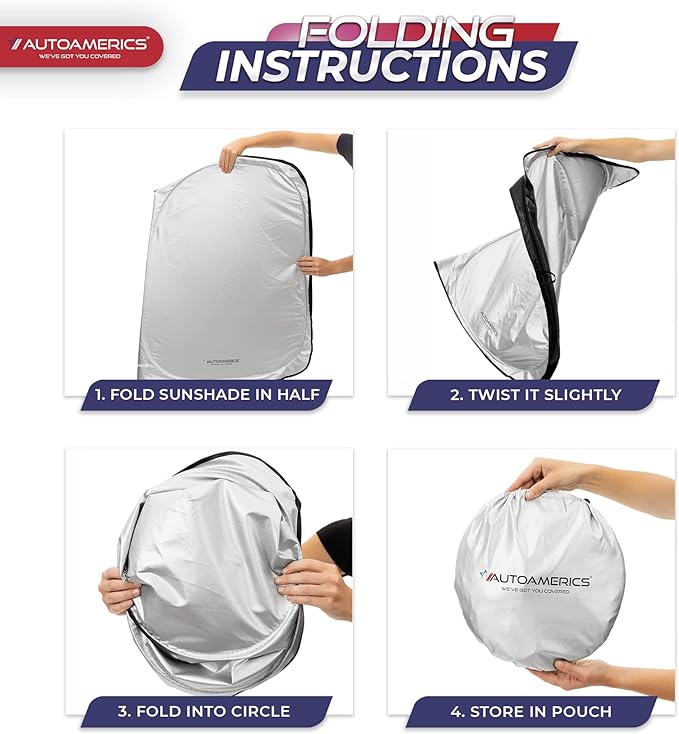 Autoamerics 1-Piece Tesla Model Y Sunshade & 3 Sunshade - Special Design for Model Y & 3 Windshield - Foldable Lightweight M3 Sun Shield - 2023 Tesla Y/3 Accessories