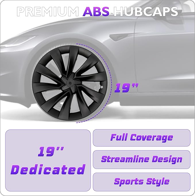 19 Inches Wheel Covers for 2025 2026 Tesla Model Y Juniper, Hub Protection Accessory, Replacement for Tesla Model Y 2025 Rim Protector, ABS Hubcaps 1-Piece
