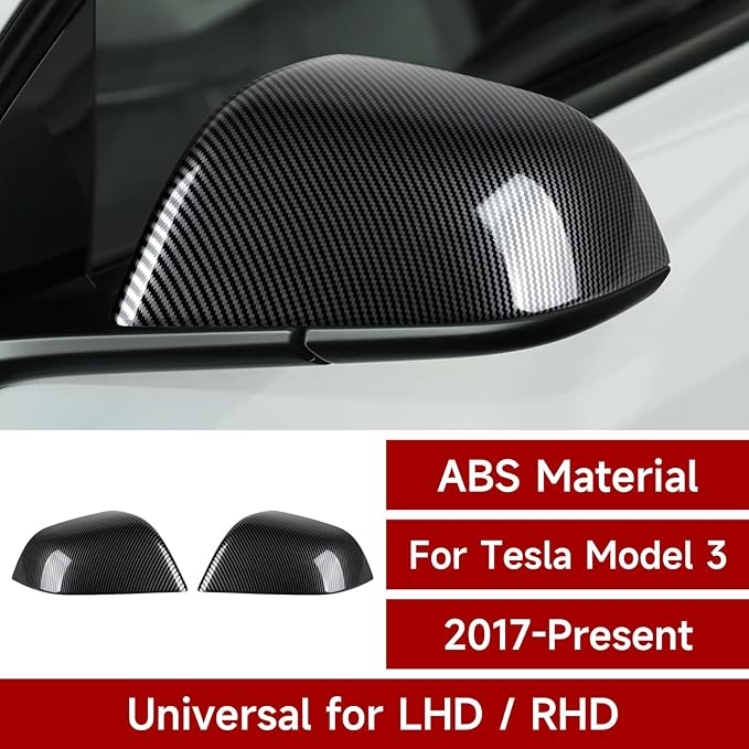 for Tesla Model 3 Mirror Cap Cover 2017-2025 Accessories Car Trim Carbon Style ABS Rearview Mirror Decal Sticker