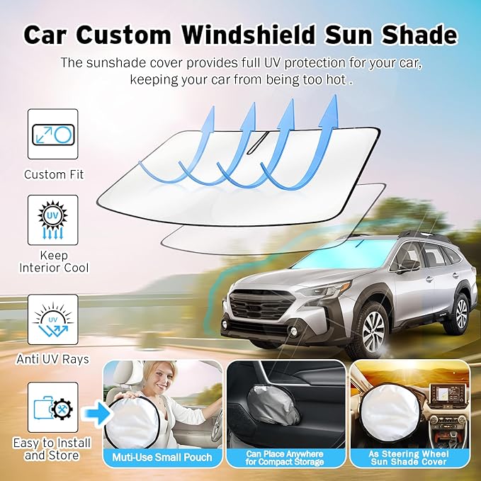Windshield Sun Shade for Subaru Outback 2020-2025, Upgraded Nano Materials Front Window Shade Cover for Outback 2020 2021 2022 2023 2024 2025, Foldable Sun Shield Protector for Outback Accessories