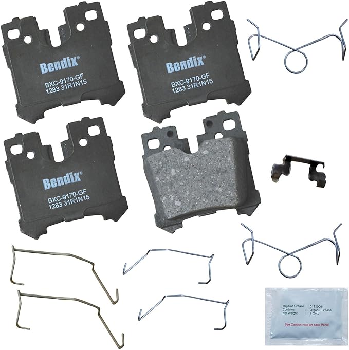 Bendix Priority1 CFC1283 Ceramic Rear Brake Pads for Lexus LC500 2019, LS460 2017-2007, LS500 2023-2018, LS500h 2023-2018, LS600h 2016-2008, Toyota Mirai 2023-2021