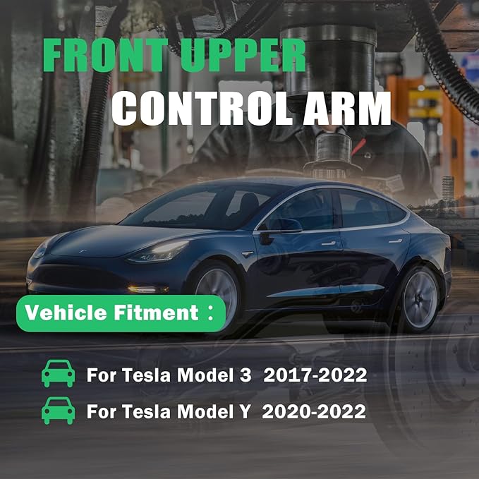 Front Upper Left & Right Control Arm Kit with Ball Joint Fit for Tesla Model 3 2017-2018-2019-2022, for Tesla Model Y 2020-2021-2022 ；# 104432100E,104432600G