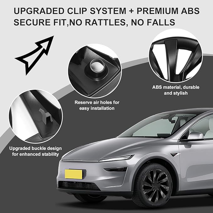 PakaLife Hubcaps for Tesla Model y Juniper Accessories 2026,Black Wheel Covers 19 Inch,Easy Clip-On Installation, (19inch)