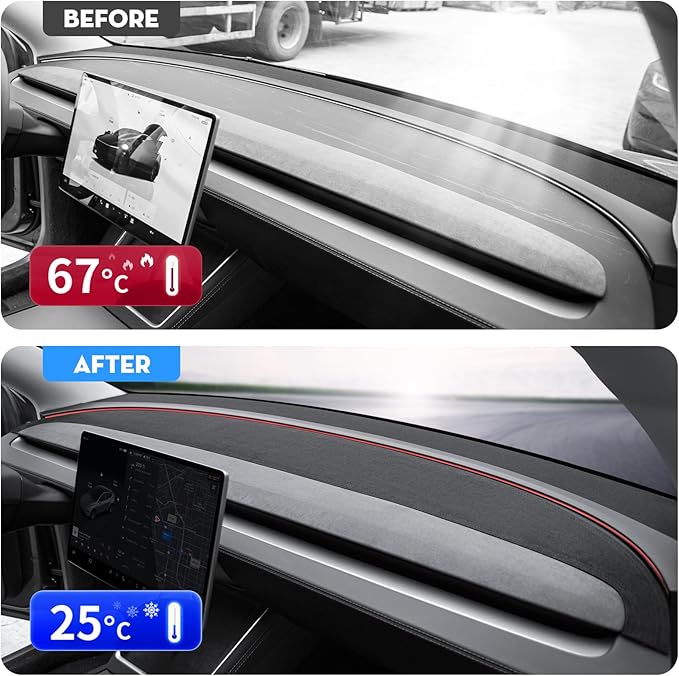 for Tesla Model Y Juniper Dashboard Cover,[Anti-Glare and Dustproof] Suede Dashboard Pad Dash Mat Compatible with New Tesla 2025-2026 New Model Y Juniper Accessories