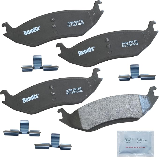 Bendix Priority1 CFM967 Semi-Metallic Rear Brake Pads for Chrysler Aspen 2009-2007, Dodge Durango 2009-2003, Ram 1500 2010-2002, Ram 1500 Van 2003, Ram 1500 2018-2011, 1500 Classic 2023-2019