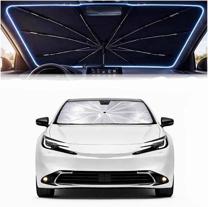 Car Windshield Sun Shade Umbrella - Custom-Fit for Toyota Prius (60 Series) 2023-2025 Umbrella Sunshade,Easy Install,UV Protection & Heat Reflective,Keep Interior Cooler with Storage Bag