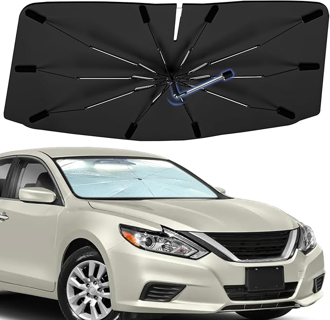 Windshield Sun Shade Umbrella for Nissan Altima 2013-2018, Foldable Sunshade for Car Front Window, 360 Rotation Automotive Interior UV Protection for Outdoor Parking