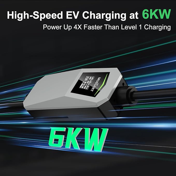 Level 2 Tesla Charger, 25A Portable EV Charger with NEMA 14-30 Plug, 22 ft Cable – Unlocking Convenience with One-Touch Release, Compatible with All Tesla Models & Cybertruck
