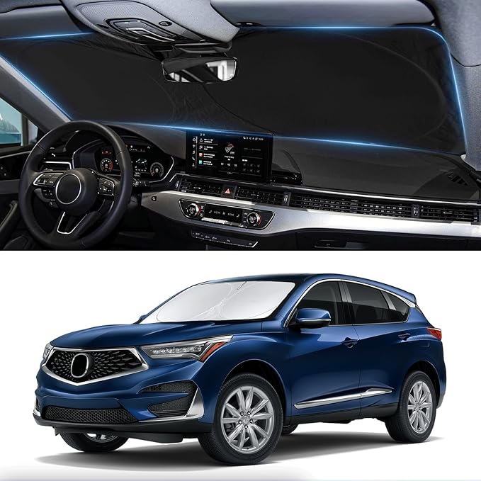 Windshield Sunshade for Acura RDX 2013 2019-2023 2024 2025 2026 210T 2-Layer Front Window Shades Cover for Windshield Sun Visor Screen Protector 210T Reflective Blocks UV Rays Cool Car Accessories