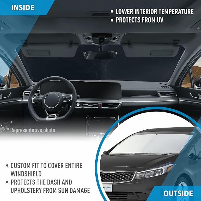 CLIM ART Windshield Sun Shade for Kia Forte 2014-2018, Custom-Fit Foldable Car Sunshade, Vehicle Sun Protector, Front Auto Windshield Cover, Car Accessories - WS6005