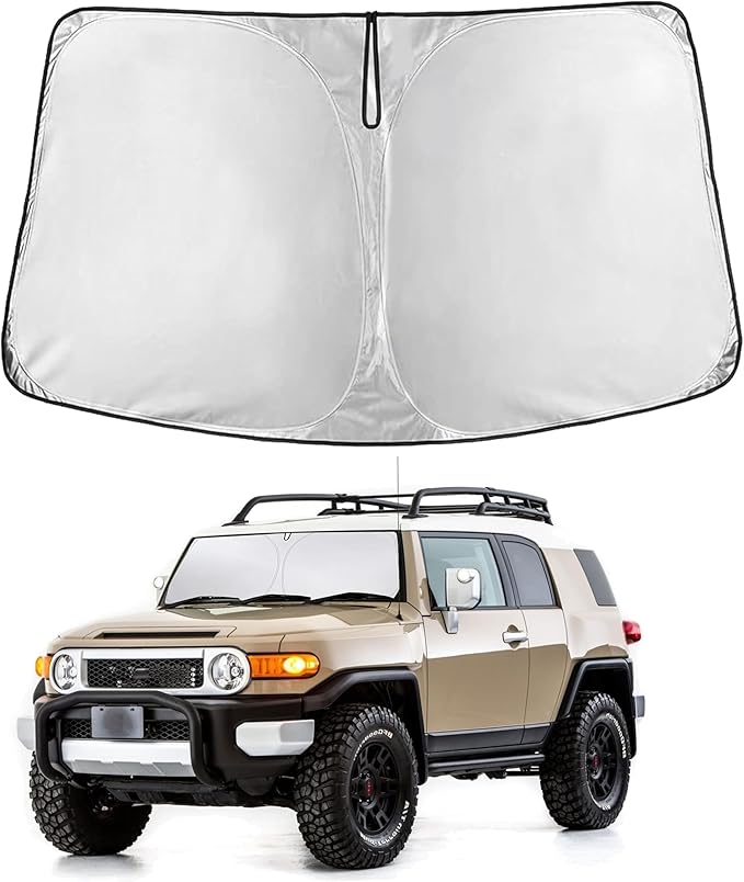 EcoNour Windshield Sunshade Compatible for Toyota FJCruiser 2007-2012 2013 2014, Sun Visor for Front Windshield & Window Sun Shade Cover, UV Heat Blocker & Protector, Car Accessories