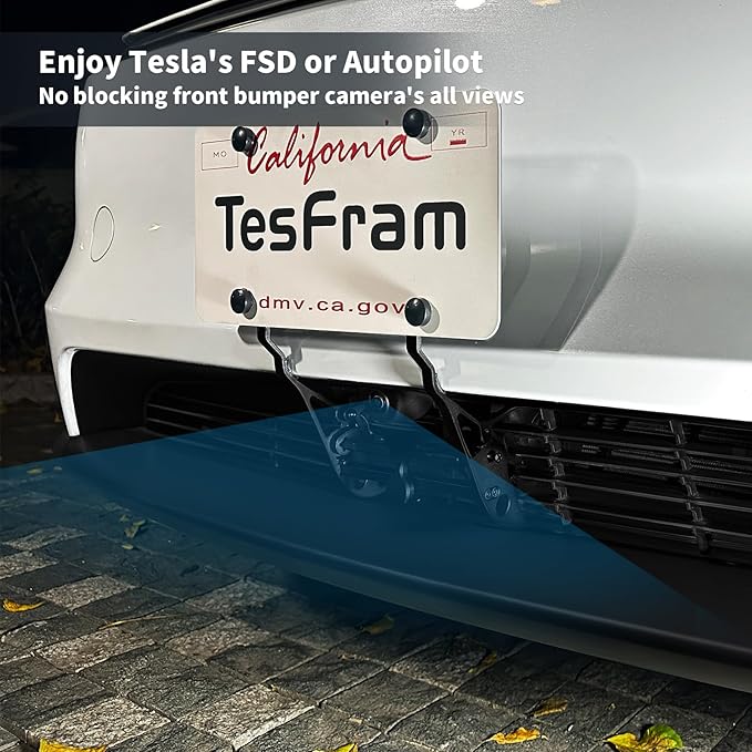 2026 Tesla Model Y Juniper Front License Plate Holder - Paint-Safe & Lockable & No Block Camera Visibility, No Drill License Plate Mounting Kit with Anti-Theft Features