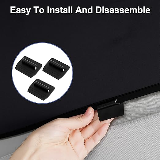 24 Pcs Sunshade Clips, Roof Sunshade Insert Clips Compatible with Model 3/Y/S/X, Sun Roof Shade Fasteners for Sunshade Installation and Stability (Black)