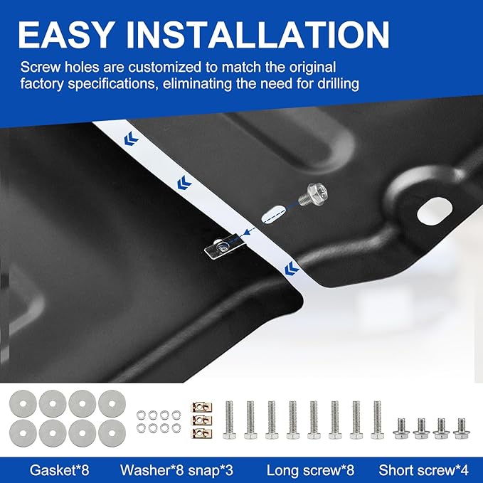 Front Skid Plate Compatible with Tesla Model 3 2017-2024 & Tesla Model Y 2020-2022 Chassis Guard Plates Splash Shield Cover with Install Accessories