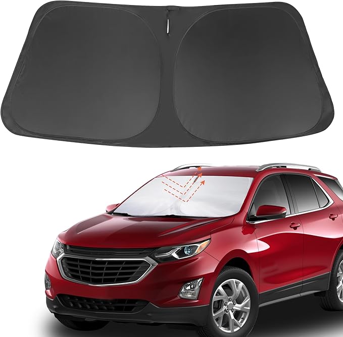 YYCKE Windshield Sun Shade Accessories Compatible with 2018-2024 Chevy Equinox for Chevrolet Foldable Sunshade Sun Visor Blocks UV