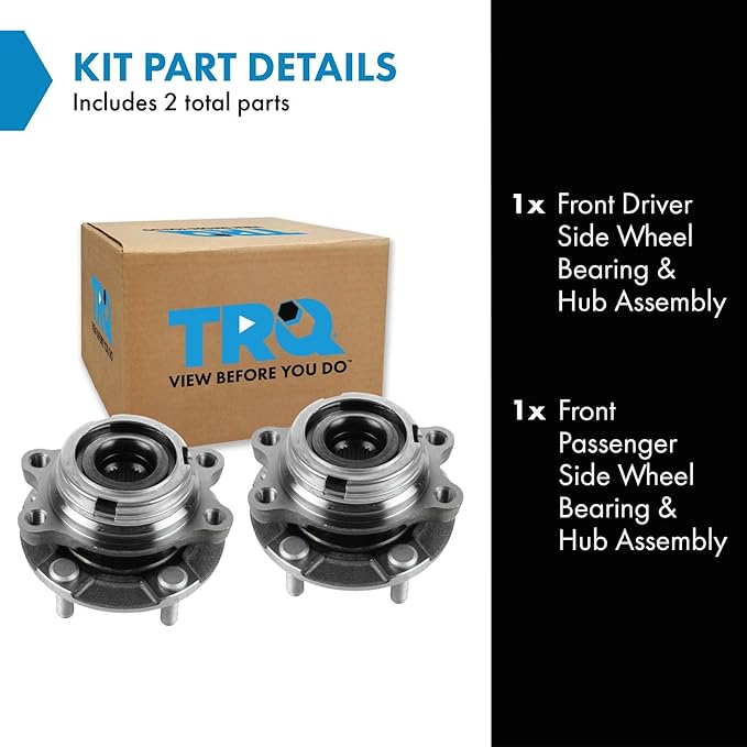 TRQ 2 Piece Front Wheel Bearing & Hub Assembly Set AWD Compatible with 2008-2012 Infiniti EX35 2013 EX37 2003-2012 FX35 FX37 2003-2008 FX45 2009-2013 FX50 2011-2012 G25 2007-2008 G35 G37 2006-2010 M3