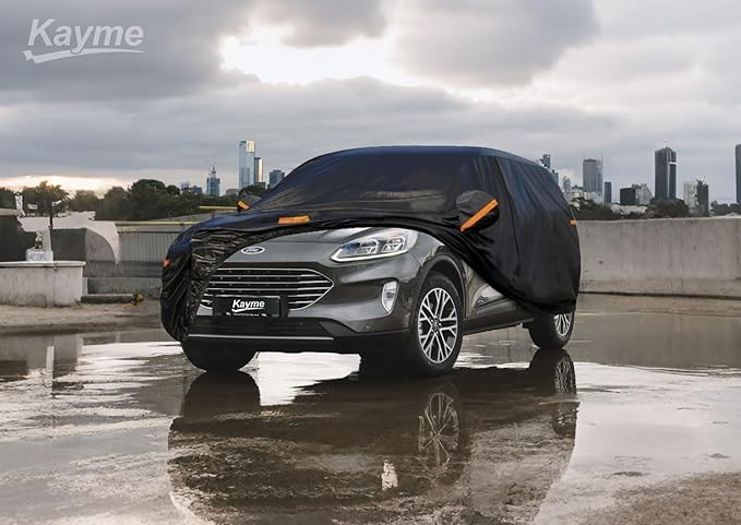 Kayme 7 Layers SUV Car Cover Custom Fit for Ford Escape (2000-2025) Waterproof All Weather for Automobiles, Outdoor Full Cover Rain Sun UV Protection.Black