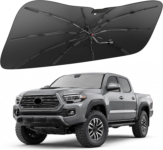 Zanch 2026 Upgraded Windshield Sun Shade Umbrella: Custom Fit for Toyota Tacoma 2016-2026 Front Window Sunshade, Block UV Rays & Keep Car Cool, 1:1 Scan for Toyota Tacoma, No Gaps & No Scratches.