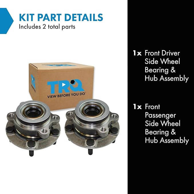 TRQ Front Left and Right Wheel Bearing and Hub Assembly Set 2 Piece Compatible with 2011-2017 Nissan Juke 2011-2012 Leaf