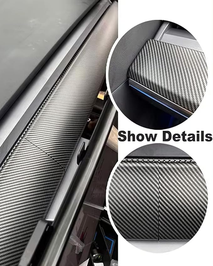 Dashboard Cover and Front Door Cover Compatible with Tesla Model 3（2017-2023） and Model y（2019-2024） (Matte Carbon Fiber Dashboard 2pcs only)