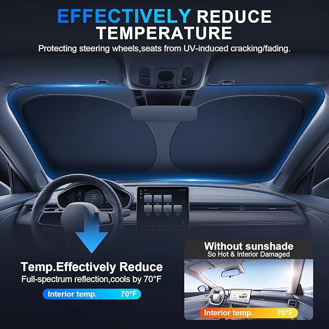 JUSTTOP Windshield Sunshade Custom Fit for Toyota 4Runner 2010-2025 | Easy-Fold Windshield Sun Shade, Car Interior Accessories | 300T Upgraded Heat & UV Reflective Sunshade for Car Windshield