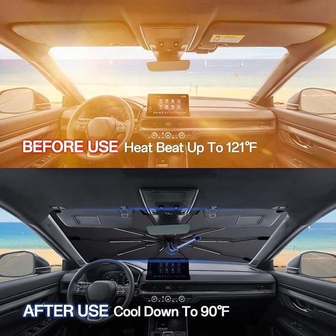 Windshield Sun Shade for Honda CR-V 2017-2022, Umbrella Car Shades with 360°Rotating Shaft, Foldable Front Window Sunshade for UV & Heat Protection