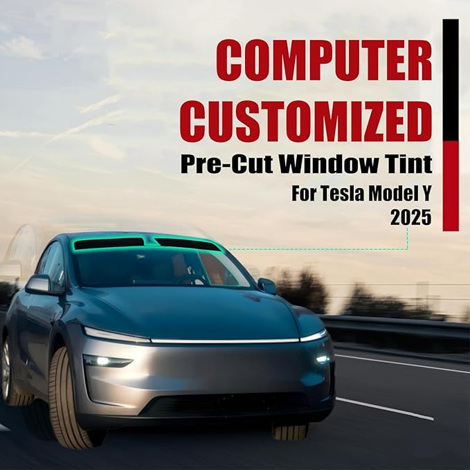 AUTOTEK Precut Windshield Tint Strip for Tesla Model Y 2025-2026, 2Ply Anti-Glare, Heat Blocker & UV Protection Sun Strip Tint Shade for Car Windows, Computer Cut Out, DIY Friendly
