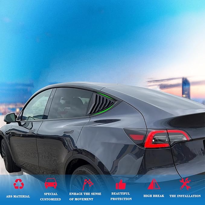 YHCDSEA for Model Y Side Window Louver Cover Sport Style for Tesla Model Y 2021 2022 2023 2024 2025 2026 Accessories (Matt Carbon Fiber Pattern)