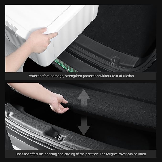 LUCKEASY 2PCS Trunk Tailgate Mat & Rear Bumper Guard for Tesla Model Y Juniper 2025 2026 Rear Door Back Protective Liner & Trunk Bumper Guard Sill Cover Cargo Protector Mat TPE Black