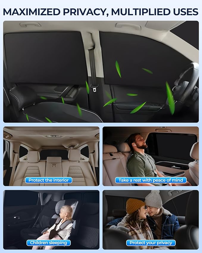 for Mercedes-Benz C-Class 2014-2021 Car Window Shades, 8pcs Privacy Sun Shade Set for Front Windshield Side and Rear Windows, Full Window Covers Keeps Vehicle Cool for Camping Napping