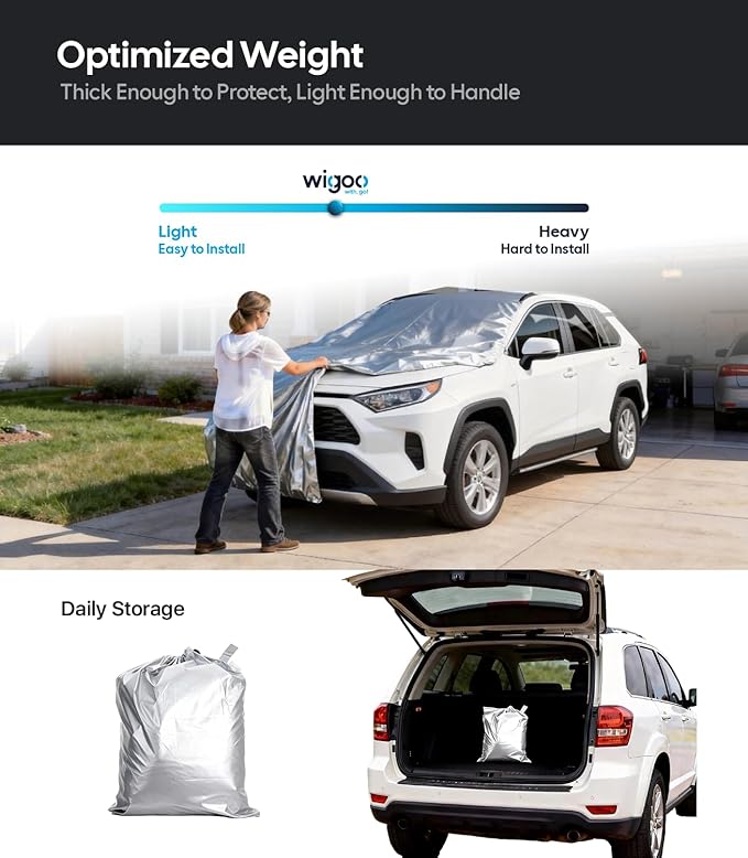 Wigoo Toyota RAV4 Car Cover 1996-2026, Custom Fit Waterproof All Weather Outdoor Full Exterior SUV Cover, Windproof Rain Sun UV Snow Dust Protection, Paint-Safe Lining, Door Zipper, RAV4 Accessories