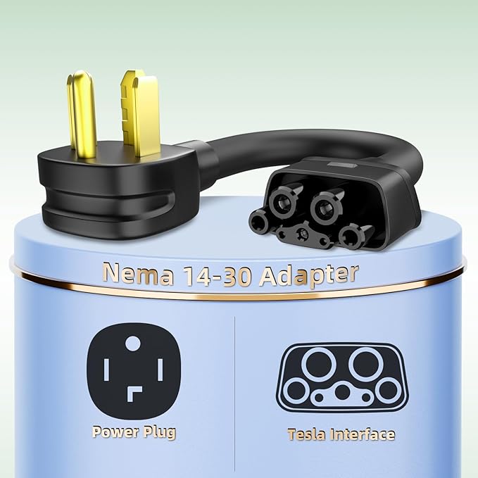for Tesla NEMA 14-30 Adapter, 250V 24A Nema 14-30 Adapter for Tesla Gen 2, Heavy-Duty 17.5mm Cable,11.8 Inch in Length Fast Charging for Tesla Model S 3 X Y Safe and Durable Black