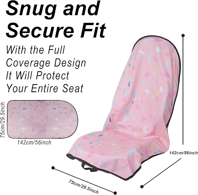 Car Seat Cover Protector Front Seats,for Gym Workout,Running,Swimming,Beach and Hiking,Waterproof Sweat Towel Bucket Seat Covers for Cars SUV Trucks (Pink Marbling, 1Pcs)