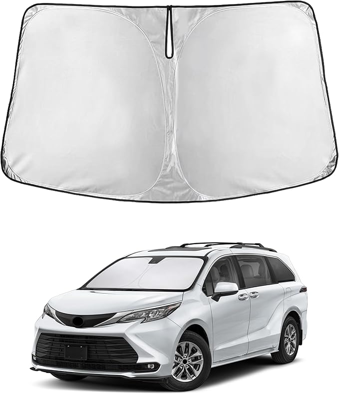 EcoNour Windshield Sunshade for Toyota Sienna 2021–2026 | Custom Fit Front Window Sun Shade | Blocks Harmful UV Rays & Reduces Heat | Foldable Sun Visor with Storage Pouch