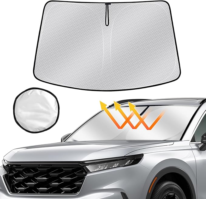 Windshield Sun Shade for Honda CRV 2023 2024 2025, Upgraded Nano Materials Front Window Shade Cover for CRV Accessories, Foldable Sun Shield Visor Protector Block UV Rays Keeps Vehicle Cool