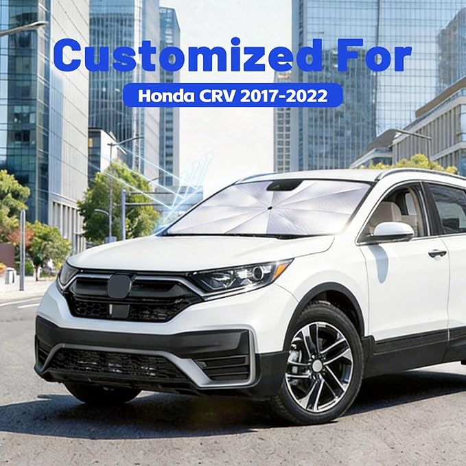 Windshield Sun Shade for Honda CR-V 2017-2022, Umbrella Car Shades with 360°Rotating Shaft, Foldable Front Window Sunshade for UV & Heat Protection