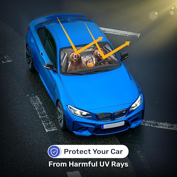 Horror Windshield Sun Shade for Car SUV Truck (55x30 Inches), Front Window Visor for Windows, Protector Blocks UV