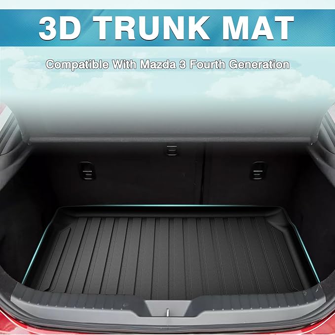Mixsuper Custom Fit Cargo Liner for 2019-2025 2026 Mazda 3 Hatchback Trunk Liner All Weather Rear Cargo Trunk Mat (Does Not Fit Sedan Models) Black