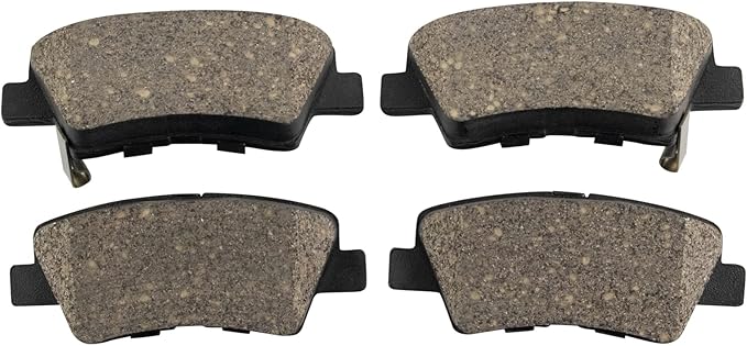 TRQ Rear Brake Pads Ceramic Hardware Wear Sensor Compatible with 2016-2024 Hyundai Elantra GT 2016-2024 Kona Electric 2016-2023 Sonata 2016-2023 Veloster 2016-2024 Kia Forte Optima Soul Soul EV