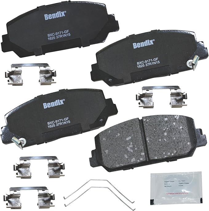 Bendix Priority1 CFC1625 Ceramic Front Brake Pads for Acura ILX 2022-2016, RDX 2018-2013, RLX 2020-2014, Honda Accord 2017-2016, Civic 2020-2017