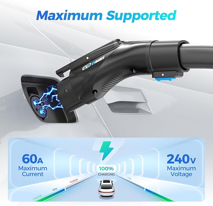 EVDANCE Tesla to J1772 Charger Adapter with Security Lock, Certified High Power 48A & 250V Compatible with All J1772 EVs, Wall & Mobile Chargers