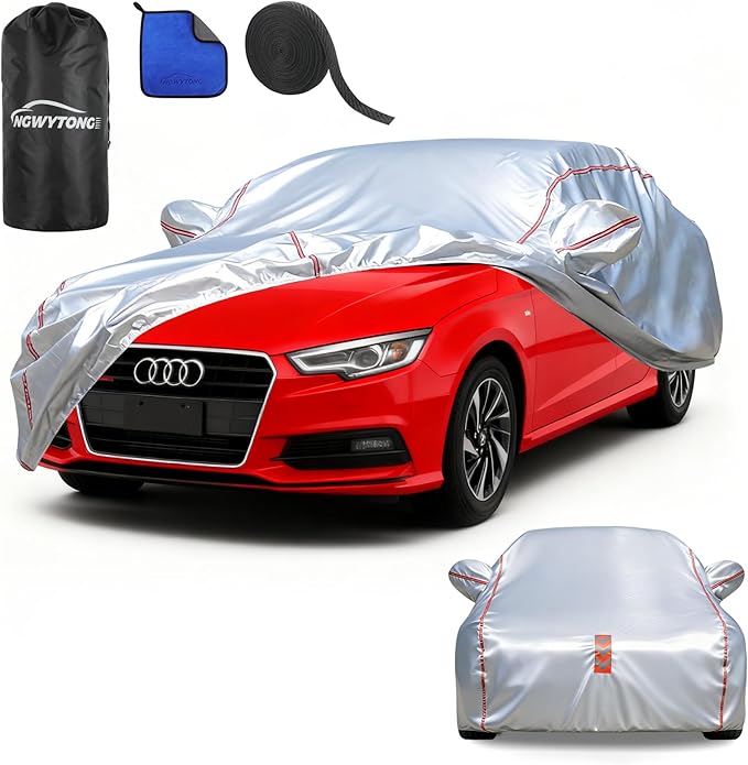 Car Cover Waterproof All Weather for Audi A3 1998-2025,All-Around Fastening and 4 Upgrades, 30s Quick-Install for Car Cover