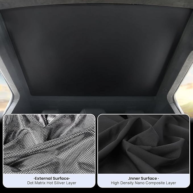 2025 Upgraded Cybertruck Roof Sunshade Heat-Insulating, UV-Protective, Nano-Reflective Interior Accessories for Tesla Cybertruck 2024-2025