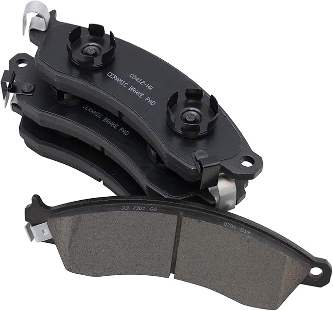 TRQ Front Ceramic Brake Pad Set Compatible with 03-04 Ford Mustang SVT Cobra 94-01 Mustang SVT Cobra 00 Mustang SVT Cobra 95 Mustang SVT Cobra 01 Mustang GT 88-96 Chevrolet Corvette