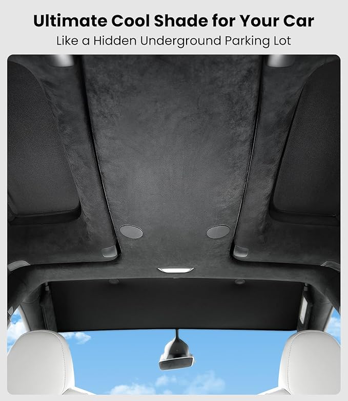 Zanch Upgraded Tesla Model X Sunshade Roof [No Gaps, Never Sag] 3PCS Heat Insulation Custom Fit Front Roof Glass Sun Shade for Model X 2020-2025, Black