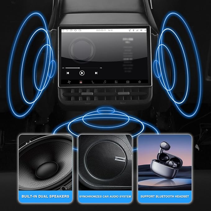 8.66 Inch Rear Display Screen Compatible with Tesla Model 3 19-23&Y19-24, Android 13 Supports HD Movie Watching,4+64G,8-core, Supports seat Adjustment and Rear air Conditioning