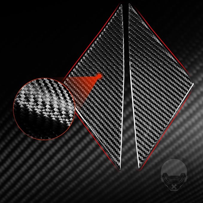Carbon Fiber Sticker Front Door Triangle Window Pillar Cover Car Exterior Trim Compatible with Tesla Model 3 2024 Accessories Decorative Sticker Anti-Kick Film Overlay Decal Cover